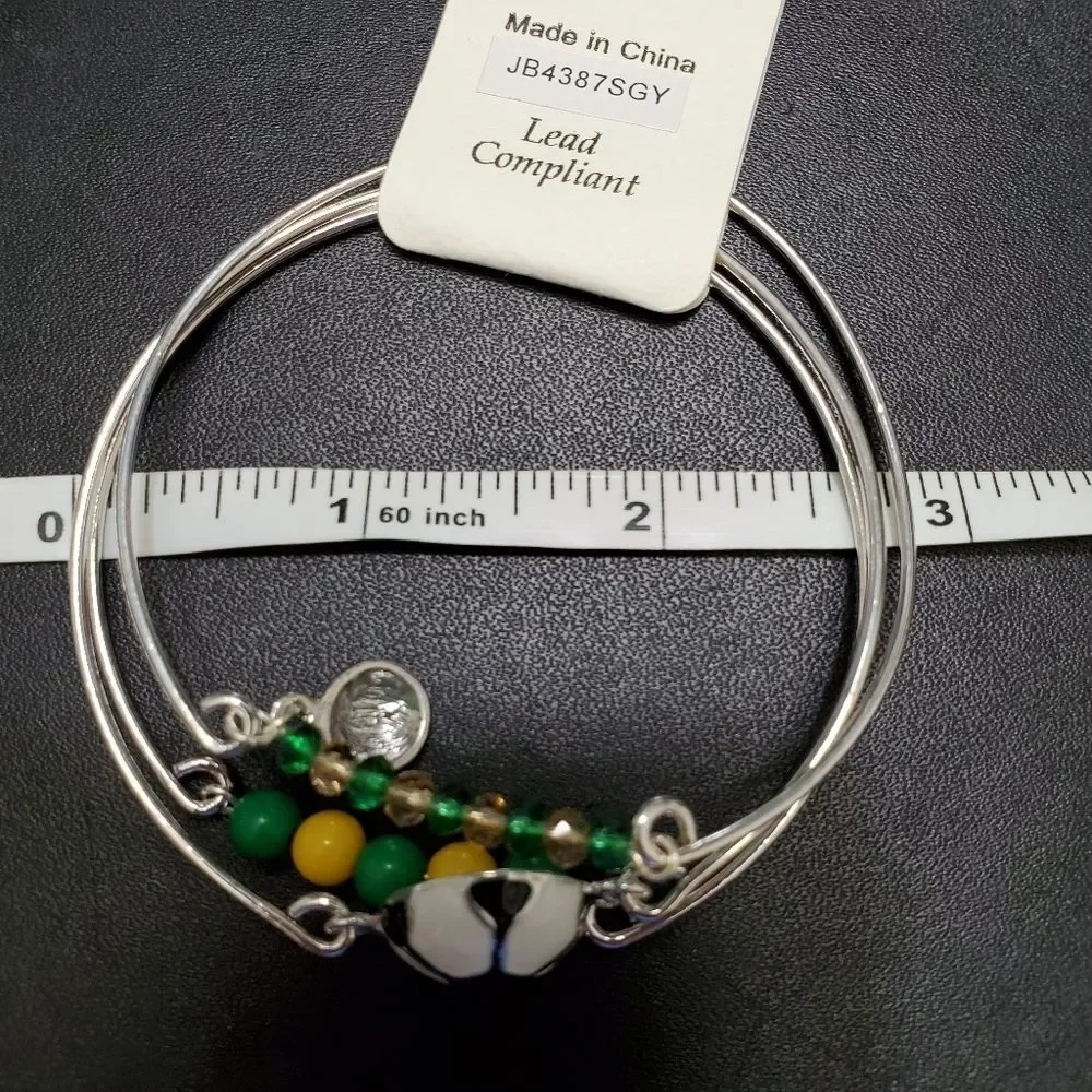 Child's silver tone soccer three piece bracelet 7